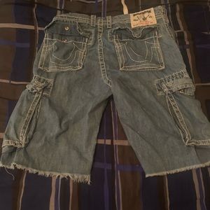 True religion denim cargo shorts
